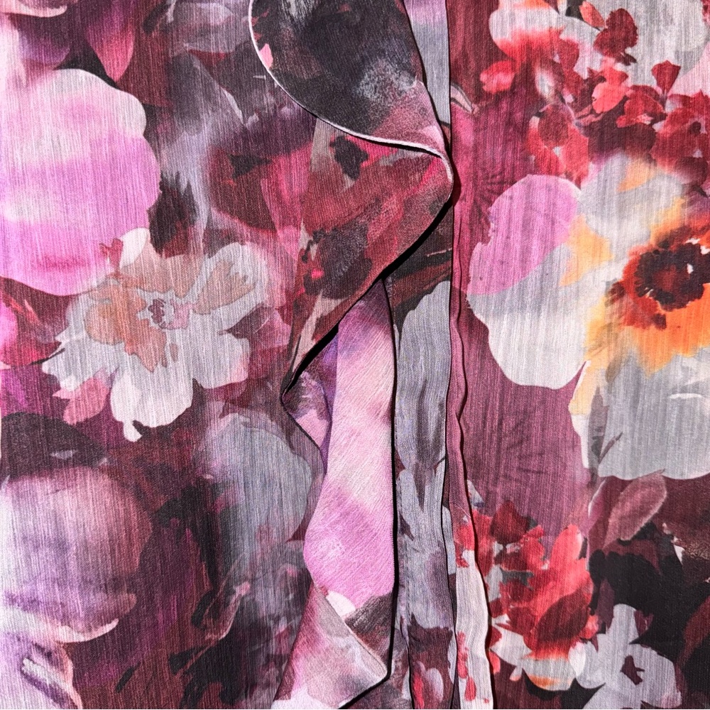 CJ Banks Purple Floral ruffle button down long sleeve Blouse top 1x NWT - Picture 5 of 16